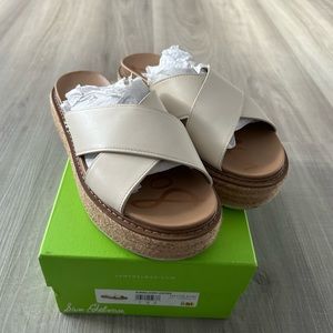 Sam Edelman Korina ivory leather platform slide sandals